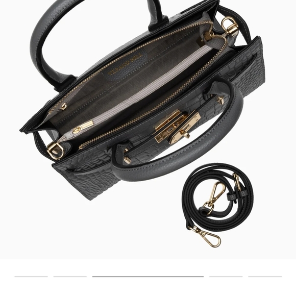 Verano Hill Charcoal Crocodile Satchel - Picture 2 of 4